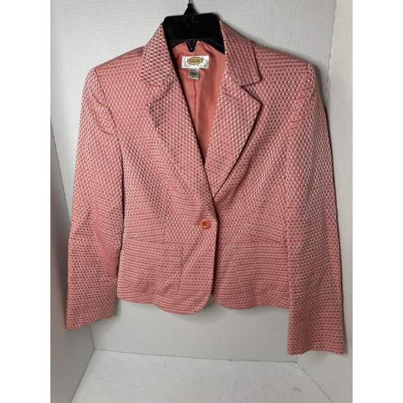 Talbots Petites Women's Blazer Pink Woven Tweed Career Jacket size 2 - Picture 1 of 3